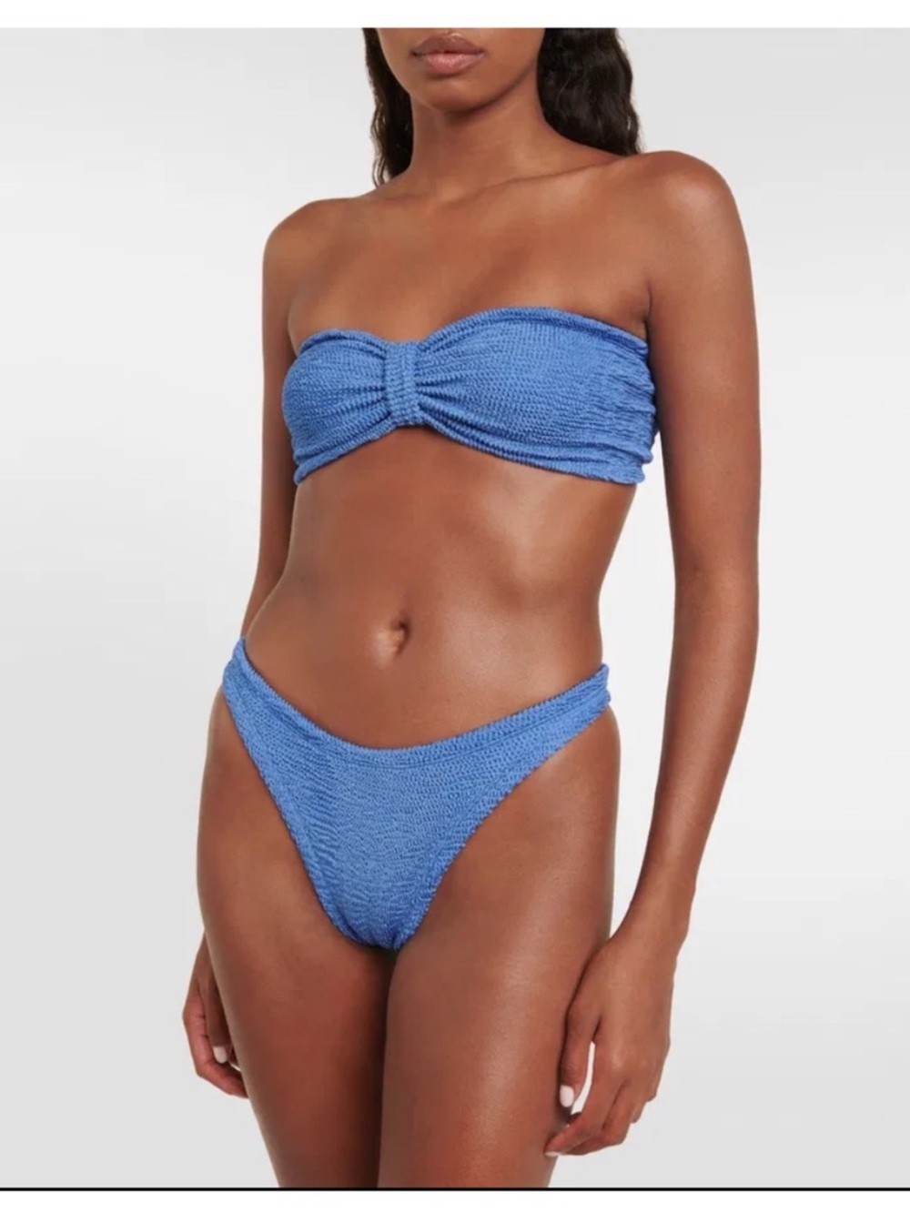 Hunza G Jean Bandeau Bikini Set Metallic Denim Blue OS